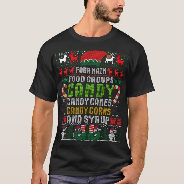 Camiseta Quatro Comidas principais presentes Elf Buddy Nata (Frente)