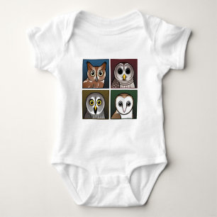 Camiseta Quatro corujas da cor (escuras)