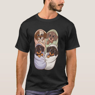 Camiseta Quatro Dachshunds Adoráveis Envolvem Cachorrinho E