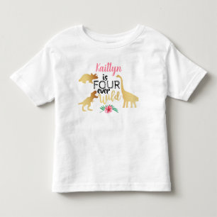 Camiseta Quatro Dinossauros Selvagens para Sempre 4º Aniver