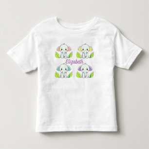 Camiseta Quatro elefantes bonitos com nome de criança