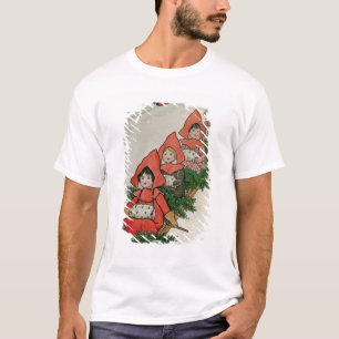 Camiseta Quatro meninas em um pequeno trenó
