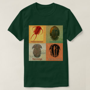 Camiseta Quatro Montagens de Trilobitas Fósseis