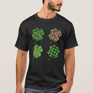 Camiseta Quatro Ruas de Clover Shamrocks Irlandês, Leopardo