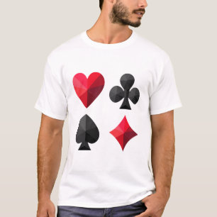 Camiseta Quatro trajes de cartas: corações, clubes, espadas