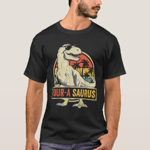 Camiseta Quatro um Saurus Aniversário T Rex 4 Anos Dino 4º
