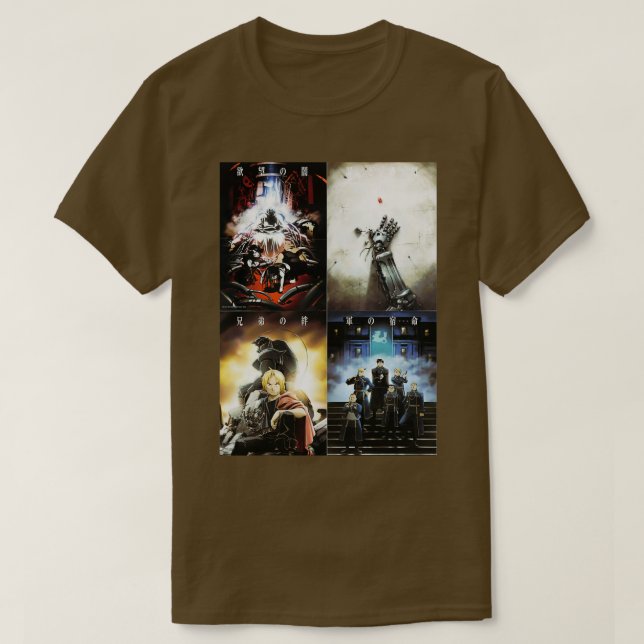 Camiseta Quatro versões de Poster de Irmandades de Metais C (Frente do Design)