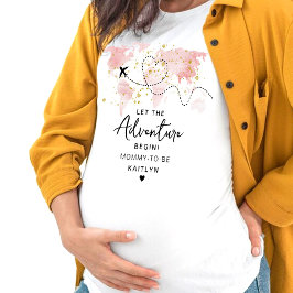 Camiseta "Que A Aventura Comece!" Chá de fraldas de Mapa vi