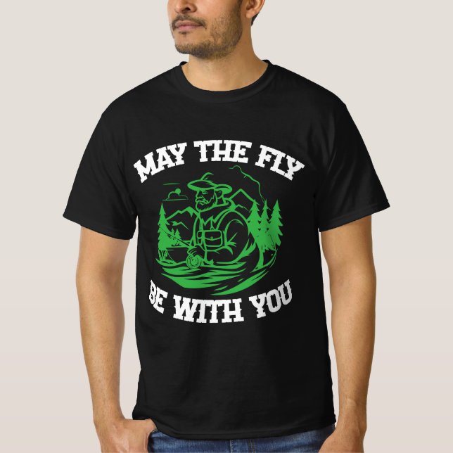 Camiseta "Que a mosca esteja com você" pesca esportiva com  (Frente)