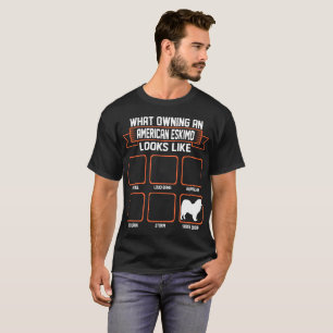 Camiseta Que cão Eskimo americano possuindo olha como