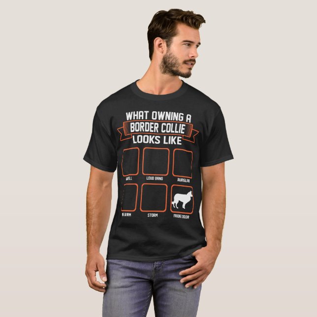 Camiseta Que cão possuindo de border collie olha como o T (Frente Completa)