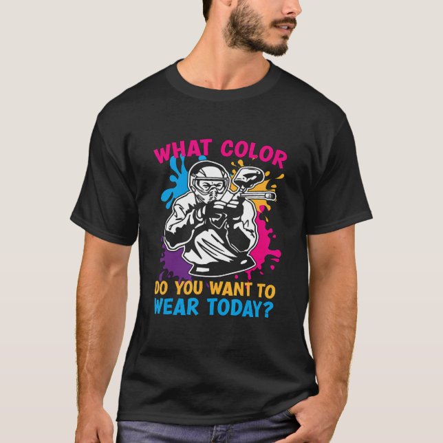 Camiseta Que Cor Você Pintballer Splattering Dispara (Frente)