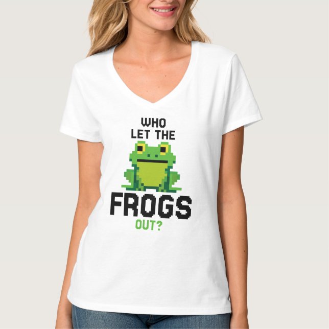 Camiseta Que Deixou Os Sapos Saírem Pixels Amfíbios Gastos (Frente)