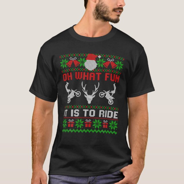 Camiseta Que Diversão É Dirigir Motocicleta Feia Christma (Frente)