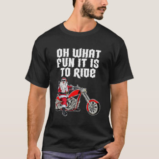 Camiseta Que Diversão É Dirigir Papai Noel A Uma Moto