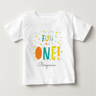 Camiseta Que Diversão Ser UM Aniversário de 1 Ano Confetes 