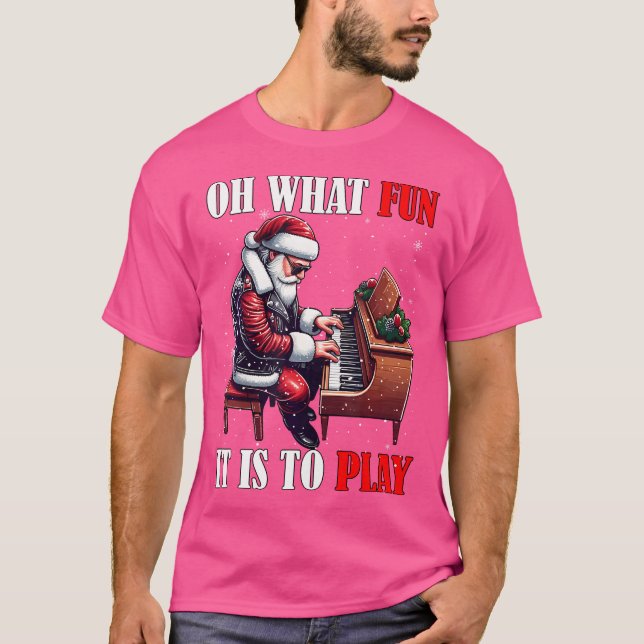 Camiseta Que Divertido é Brincar de Papai Noel Tocando P (Frente)