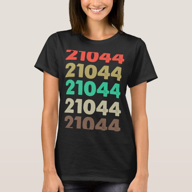 Camiseta Que Diz 21044 Código Zipcode Retroativo 21044 (Frente)
