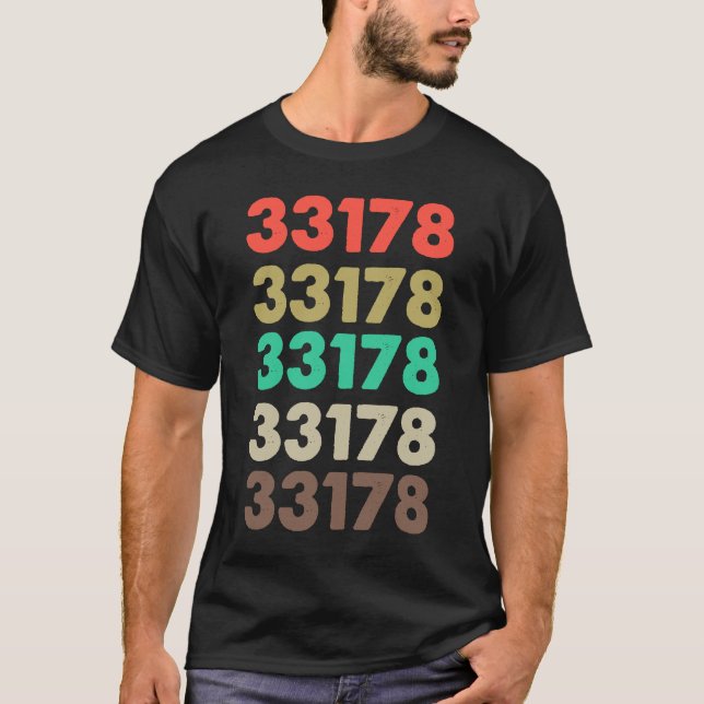 Camiseta Que Diz 33178 Código Zipcode Retroativo 33178 (Frente)