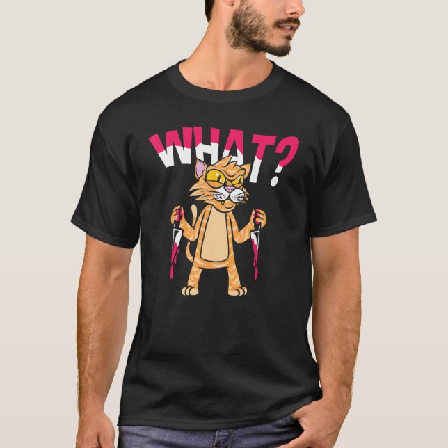 Camiseta Que Gato Assassino Com Faca (Frente)