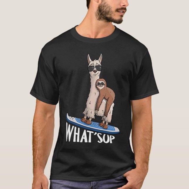 Camiseta QUE Hipster SUP Llama e Llama estão a remar (Frente)