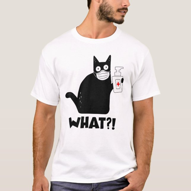 Camiseta Que Máscara Preta De Máscara Sanitizer (Frente)