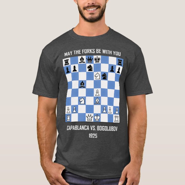 Camiseta Que os garfos estejam com você, Capablanca vs Ches (Frente)