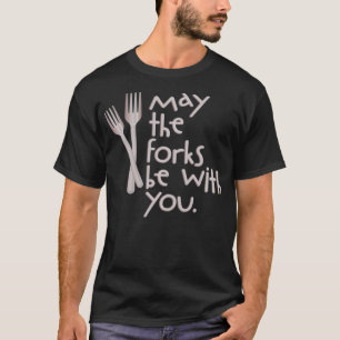 Camiseta Que Os Garfos Estejam Com Vocês Dois Fork Utensils