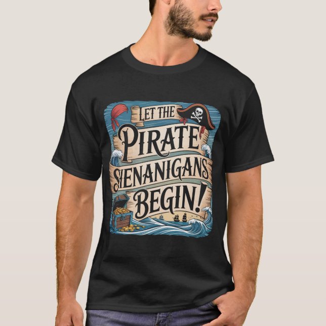 Camiseta Que Os Piratas Shenanigans Comecem O Halloween (5) (Frente)