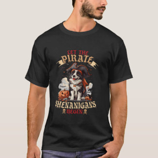 Camiseta Que Os Piratas Shenaniges Comecem A Borda Collie H