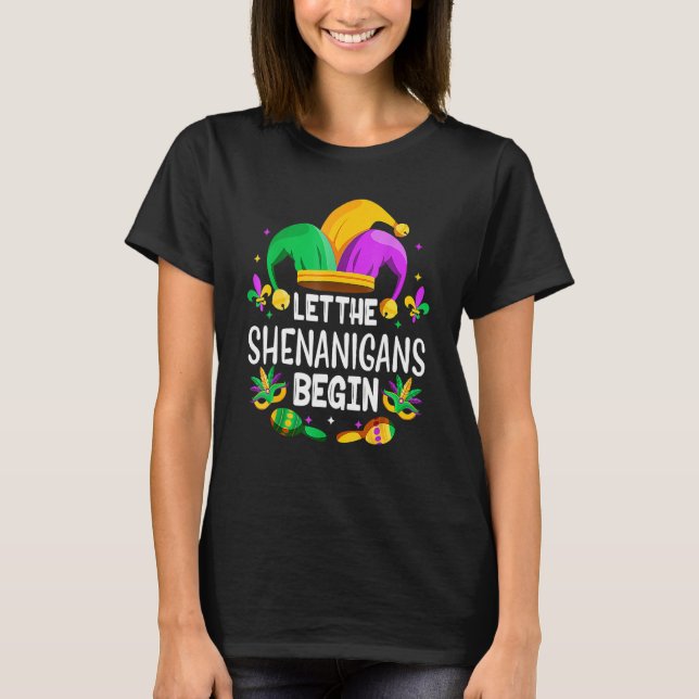 Camiseta Que Os Shenanigans Comecem A Mardi Gras (Frente)