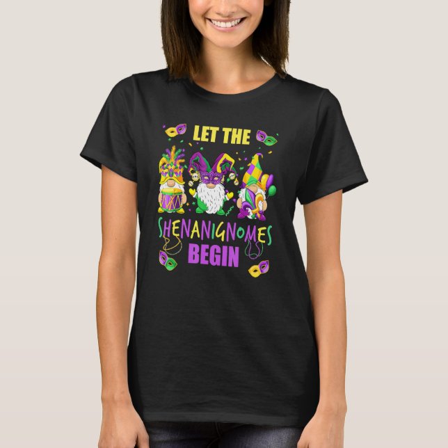 Camiseta Que Os Shenanigans Comecem A Mardi Gras Gnomos Kid (Frente)