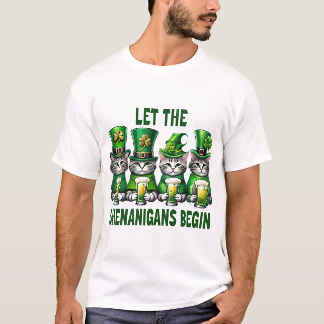 Camiseta Que os Shenanigans comecem a Rua de Patrick. (Frente)