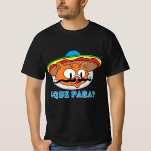 Camiseta QUE PASA? Gato Senhor Bigode de Desenho