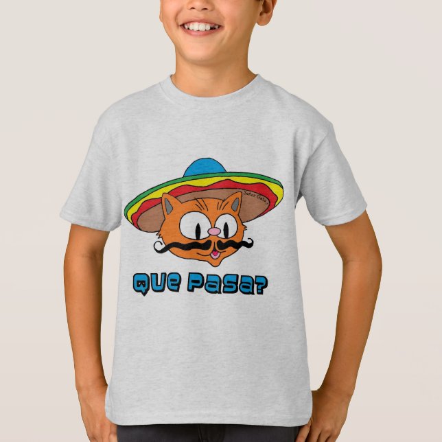Camiseta Que Pasa Señor Gato™ Cartoon Mustache Cat (Frente)