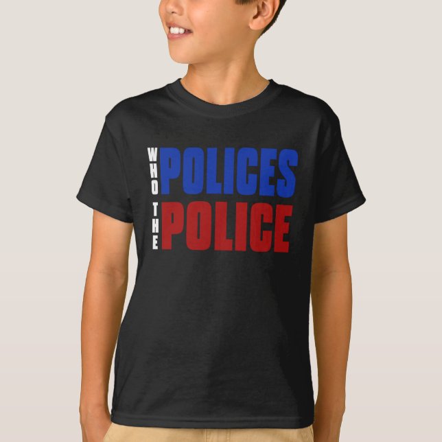 Camiseta Que Policializa O Slogan Azul Vermelho Da Polícia (Frente)