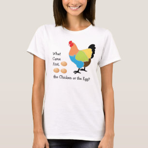 Camiseta Que veio primeiramente, a galinha ou o ovo?