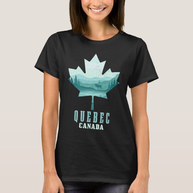 Camiseta Quebec Maple Leaf Moose Vintage Canadá Pr (Frente)