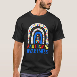 Camiseta Quebra-cabeça Arco-íris de Conscientização do Auti