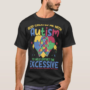 Camiseta Quebra-cabeça Autista Deus Me Criou Com Autismo Aw