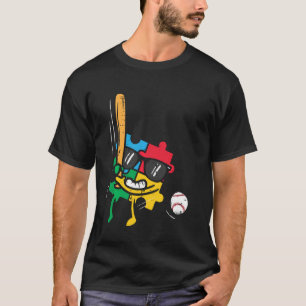 Camiseta Quebra-cabeça Beisebol Conscientização Autismo Esp