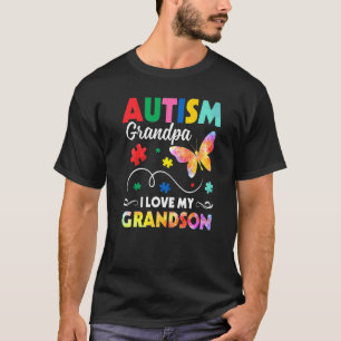 Camiseta Quebra-cabeça Borboleta Autismo Avô Eu Amo Meu Net