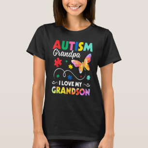Camiseta Quebra-cabeça Borboleta Autismo Avô Eu Amo Meu Net