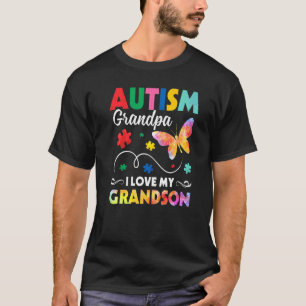 Camiseta Quebra-cabeça Borboleta Autismo Avô Eu Amo Meu Net