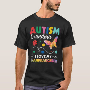 Camiseta Quebra-cabeça Butterfly Autismo Avó Eu Amo Meu A