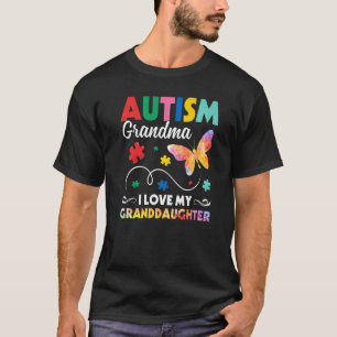 Camiseta Quebra-cabeça Butterfly Autismo Avó Eu Amo Meu Avô