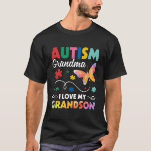 Camiseta Quebra-cabeça Butterfly Autismo Avó Eu Amo Meu Avô