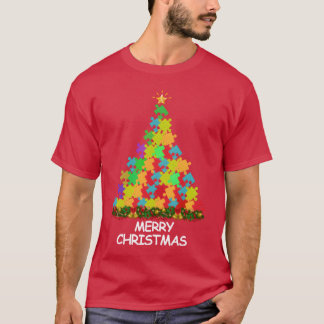 Camiseta Quebra-cabeça Christmasree Felry garota de Natal