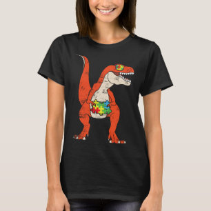 Camiseta Quebra-cabeça Colorido de Dinossauro Raptor Consci