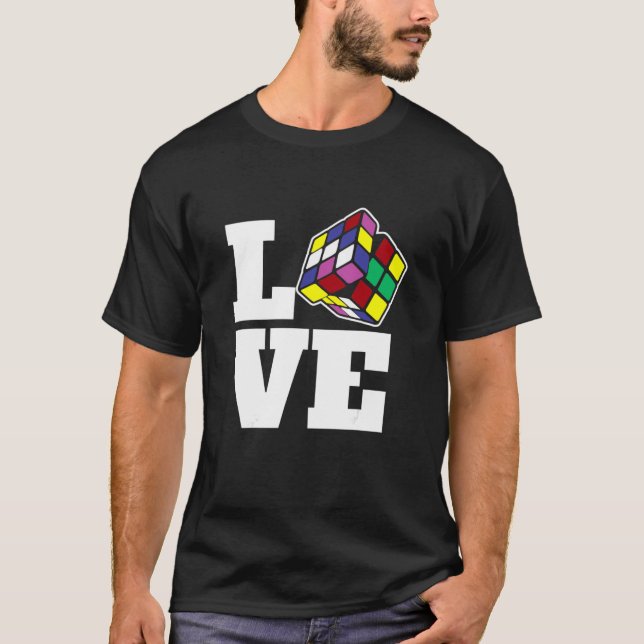 Camiseta Quebra-cabeça Competitivo Cube Velocidade do Amor  (Frente)
